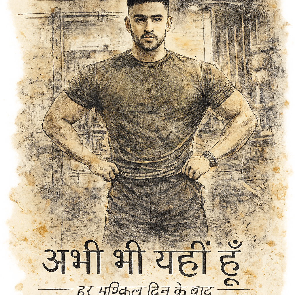अभी भी यहीं हूँ — Decayed Luxury streetwear print