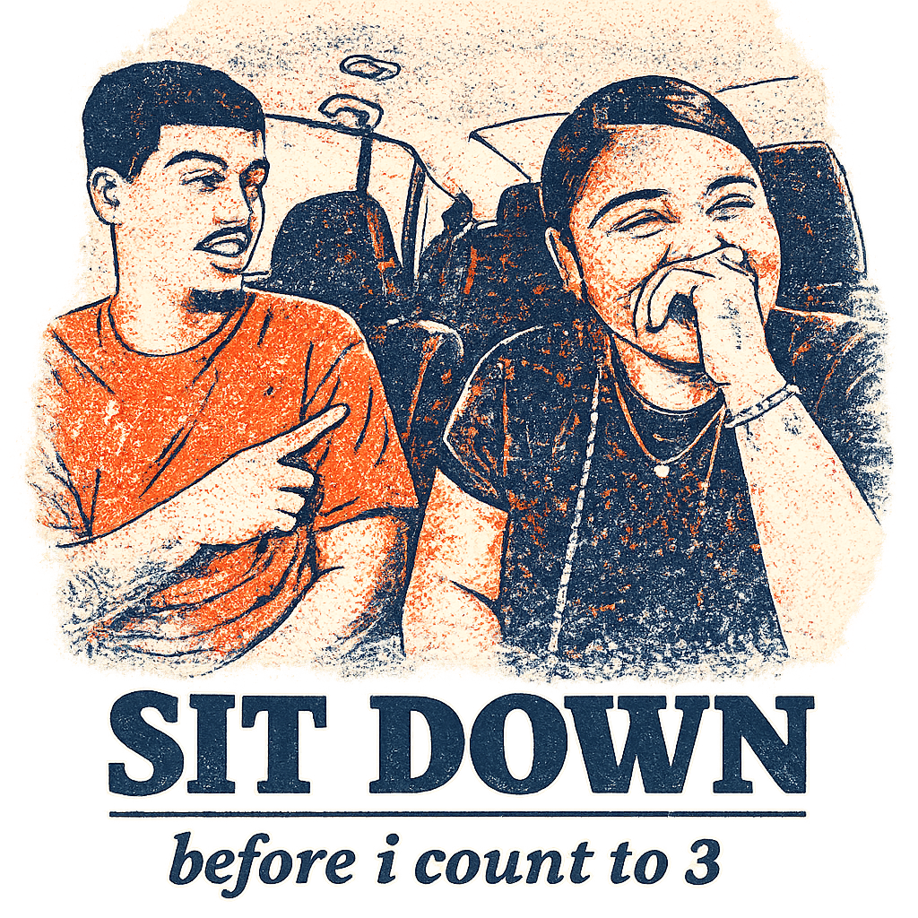SIT DOWN — Retro Halftone streetwear print